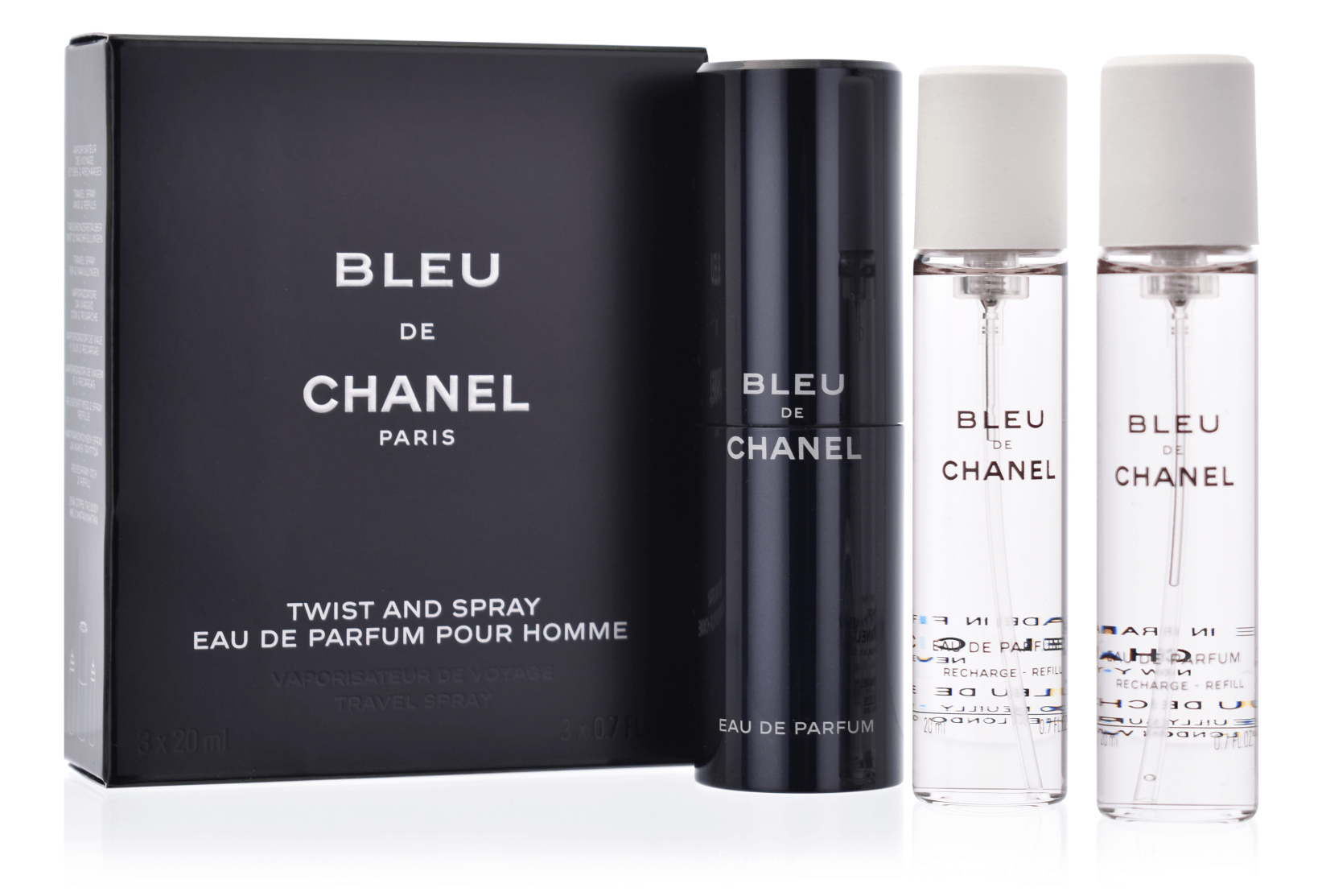 Chanel Bleu de Chanel 3 x 20 ml Eau de Parfum Twist and Spray