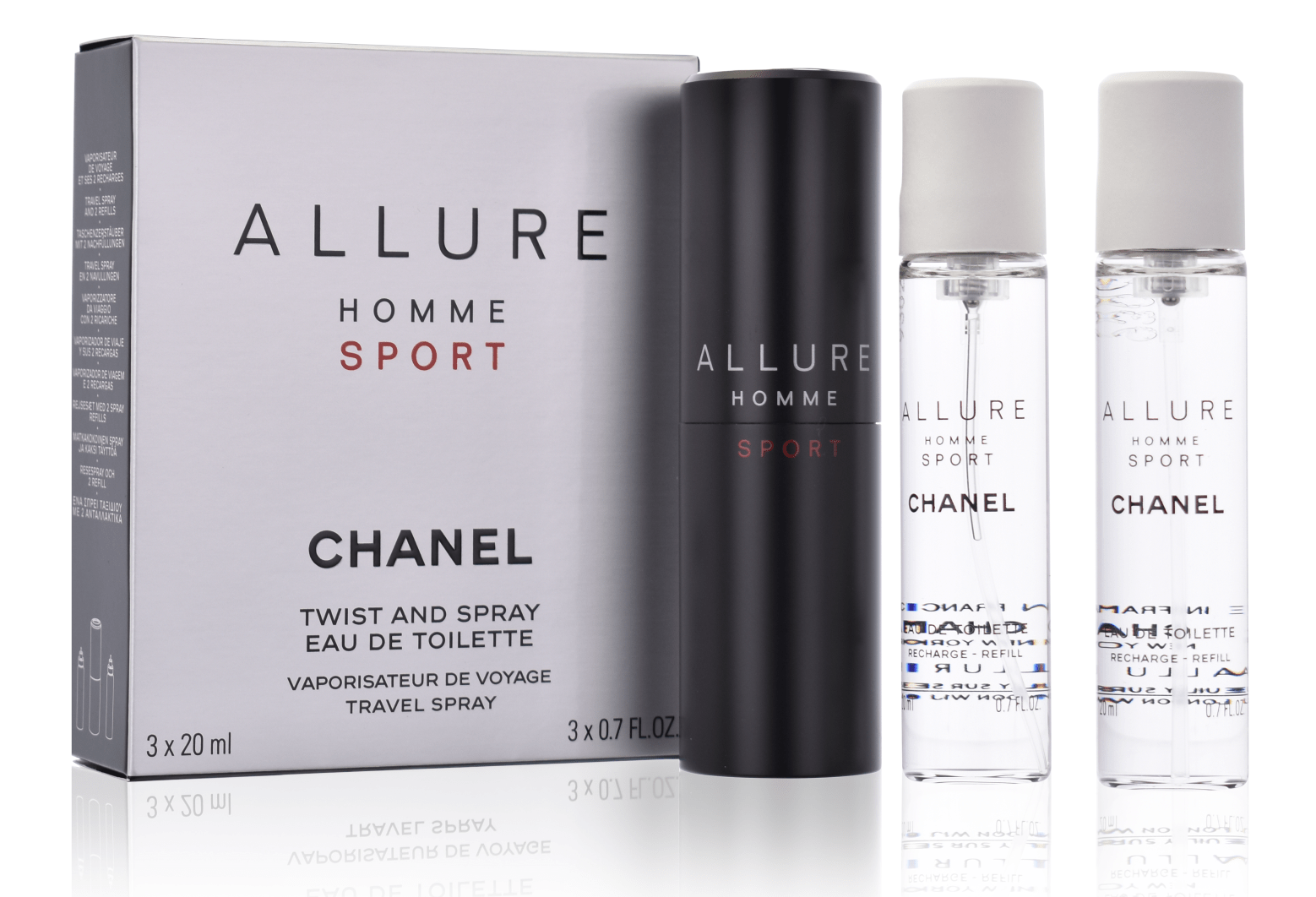 Chanel Allure Homme Sport 3 x 20 ml Eau de Toilette Vapo de Voyage